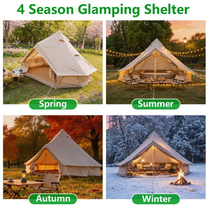 Oxford Bell Tent 13.1FT with Stove Jack for Family Camping