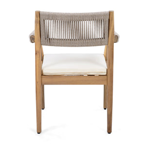 Patio Set Outdoor Acacia Wood Furniture Sets - Braided Dining Chairs and Patio Dining Table