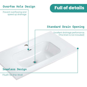 Glossy White Ceramic Integrated Basin