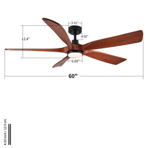 Ceiling Fan With Light And Remote Control, Noiseless, Dimmable, 6 Speeds Reversible For Indoor Or Covered Outdoor Use - Matte Black
