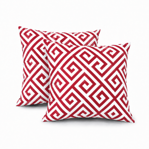 6 Pack Outdoor Pillow Covers - Red Greek Key