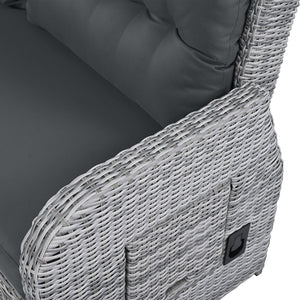 Outdoor Furniture Set Patio Rattan with Recliners and Tables