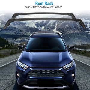 Car Roof Rack Cross Bars Aluminum Alloy Cargo Carrier Rooftop Crossbars Fit for Toyota RAV4 2019-2024 with Side Rails for Cargo Carrier Bag Kayak Bike