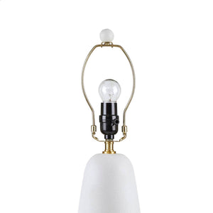 Textured Ceramic Table Lamp with Fluted Fabric Shade - White