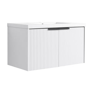 Contemporary Wall Mounted Bathroom Vanity With Resin Double Sink