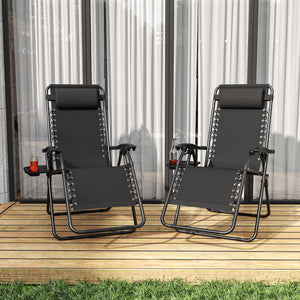 Zero Gravity Folding Lounge Chair with Headrest & Removable Tray