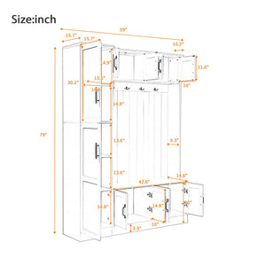 Tall Hall Tree With Shoe Storage, 4 In 1 Entryway Bench