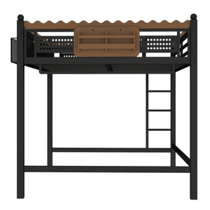Queen Size Loft Bed with Ladders and Storage