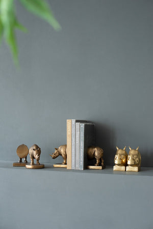 Set of 2 Rhino Bronze Bookends