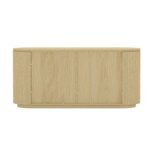 Olivia - Sideboard With 4 Adjustable Shelves With Handle Free Doors And Rounded Edges - Oak