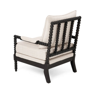 Rubber Wood Accent Chair with Upholstered Fabric