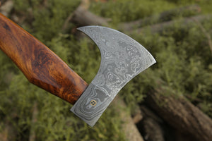 Damascus Viking Axe, Damascus Steel Axe With Leather Sheath, Darkwood Handle Axe, Viking Hatchet, Camp Axe
