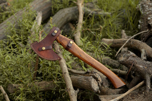 Damascus Viking Axe, Damascus Steel Axe With Leather Sheath, Darkwood Handle Axe, Viking Hatchet, Camp Axe