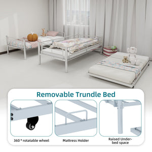 Bunk Bed For Kids, Convertible Frame With Ladders & Guardrail