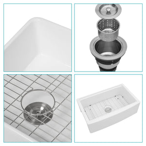 Classic Ceramic Farmhouse Sink Workstation Single Bowl With Durable Finish