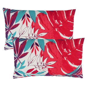 2 Pack Outdoor Lumbar Pillow Covers - Tropical Leaves