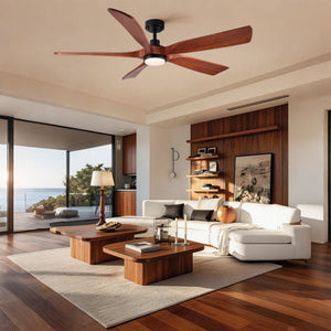 Ceiling Fan With Light And Remote Control, Noiseless, Dimmable, 6 Speeds Reversible For Indoor Or Covered Outdoor Use - Matte Black