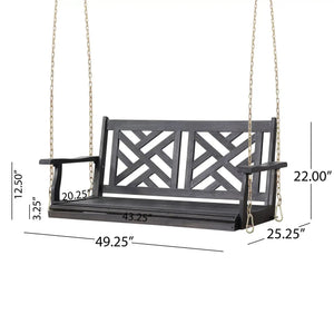 Alejandro Acacia Wood Porch Swing with Slat Panel Seating