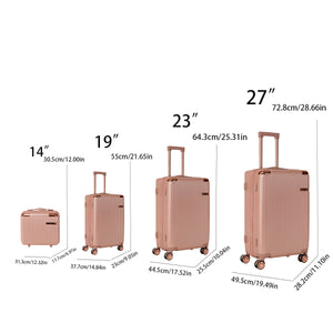 4-Piece Hard ABS Luggage Set with 360° Dual Rotating Wheels