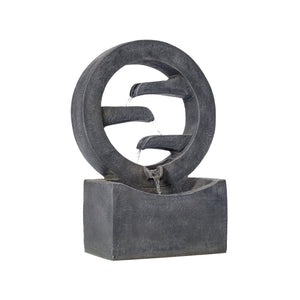 26.77'H Gray Circular Polyresin Outdoor Water Fountain with LED Light