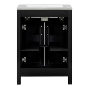 Modern Bathroom Vanity With Ceramic Sink, Soft-Close Doors, Flip Drawer, U-Shaped Shelves, Elegant Storage Solution