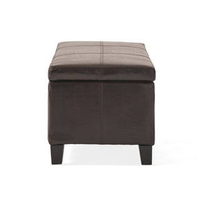 Upholstered PU Leather Storage Ottoman with Solid Wooden Legs