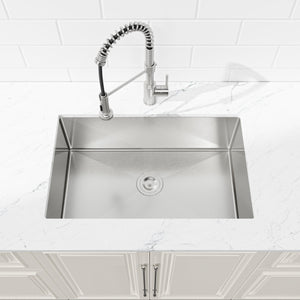 Stainless Steel Kitchen Sink, 30″x19″ Drop In Single Bowl, Undermount Handmade Sink in Brushed Nickel
