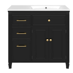 Modern Bathroom Vanity With Ceramic Sink, Freestanding