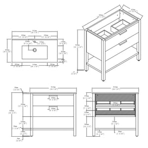 36 Inch Freestanding Bathroom Vanity with Sink, Soft-Close Drawer, Ceramic Sink, Plywood
