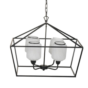 26" Iron Chandelier - Sleek Industrial Style