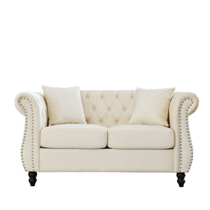 Chesterfield Sofa With Rolled Arms And Nailhead Trim