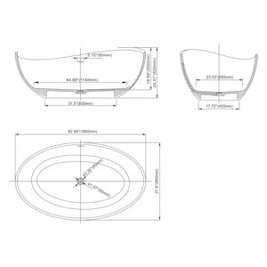 Freestanding Solid Surface Soaking Bathtub For Bathroom
