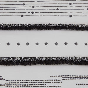 Cotton Printed Comforter Set with Trims Black/White Full/Queen
