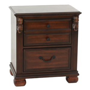 3 Piece Bedroom Set, Traditional Bed With 2 Nightstands