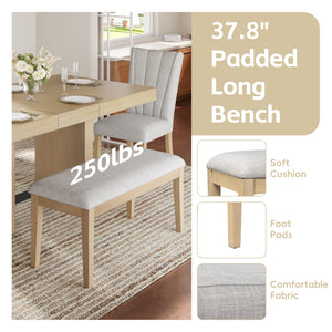 TOPMAX Farmhouse Extendable Wood Dining Table Set for 6