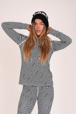 Fall Line Black & White Womens Baselayer Top - TRAPSKI