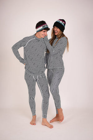 Fall Line Black & White Womens Baselayer Top - TRAPSKI