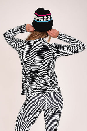 Fall Line Black & White Womens Baselayer Top - TRAPSKI