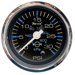 Faria Chesapeake Black 2" Water Pressure Gauge (30 PSI) - TRAPSKI