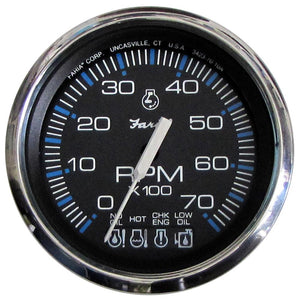 Faria Chesapeake Black SS 4" Tachometer w/Systemcheck Indicator - 7000 RPM (Gas) f/ Johnson / Evinrude Outboard) - TRAPSKI