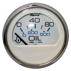 Faria Chesapeake White SS 2" Oil Pressure Gauge (80 PSI) - TRAPSKI
