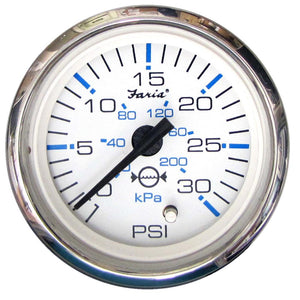 Faria Chesapeake White SS 2" Water Pressure Gauge (30 PSI) - TRAPSKI