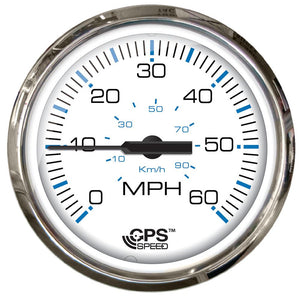 Faria Chesapeake White SS 4" Studded Speedometer - 60MPH (GPS) - TRAPSKI