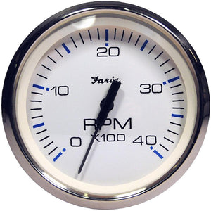 Faria Chesapeake White SS 4" Tachometer - 4000 RPM (Diesel) (Magnetic Pick-Up) - TRAPSKI