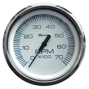 Faria Chesapeake White SS 4" Tachometer - 7000 RPM (Gas) (All Outboards) - TRAPSKI