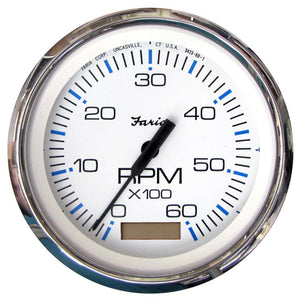 Faria Chesapeake White SS 4" Tachometer w/Hourmeter - 6000 RPM (Gas)(Inboard) - TRAPSKI