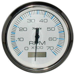 Faria Chesapeake White SS 4" Tachometer w/Hourmeter - 7000 RPM (Gas) (Outboard) - TRAPSKI