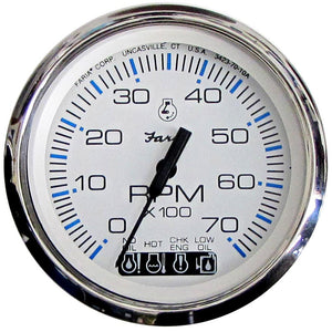 Faria Chesapeake White SS 4" Tachometer w/Systemcheck Indicator - 7000 RPM (Gas) (Johnson/Evinrude Outboard) - TRAPSKI