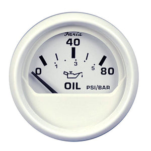 Faria Dress White 2" Oil Pressure Gauge (80 PSI) - TRAPSKI