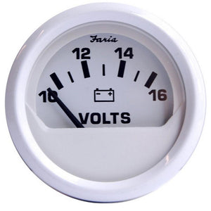 Faria Dress White 2" Voltmeter (10-16 VDC) - TRAPSKI